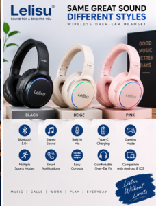 Lelisu Wireless Over-Ear Headset