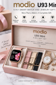 Modio U93 Mini 5-in-1 Smart Watch and Jewelry Gift set