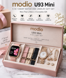 Modio U93 Mini 5-in-1 Smart Watch and Jewelry Gift set