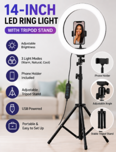 14-Inch LED Ring Light with Tripod Stand