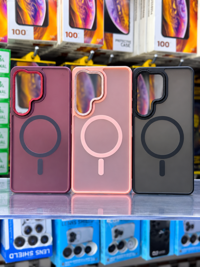 Frosted Translucent MagSafe Phone Case with Metallic Camera Ring