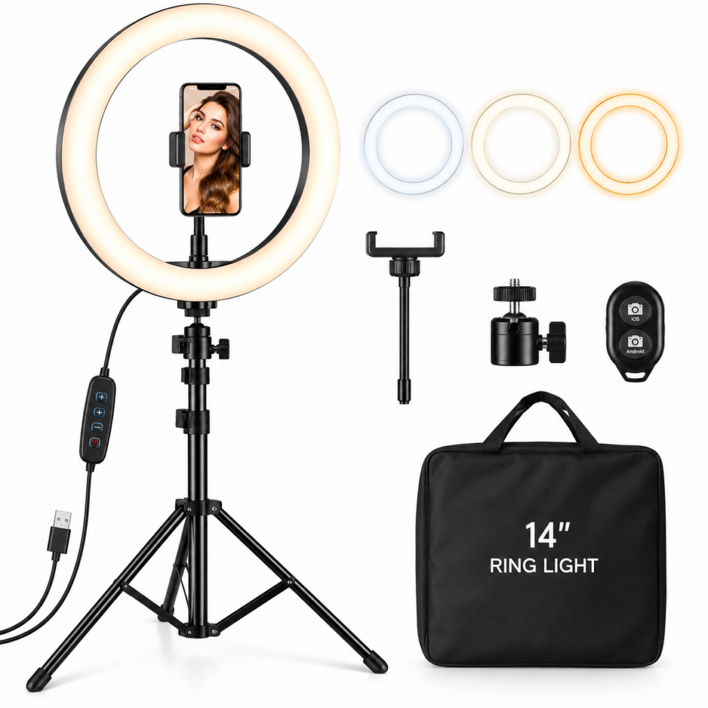 14-Inch LED Ring Light with Tripod Stand