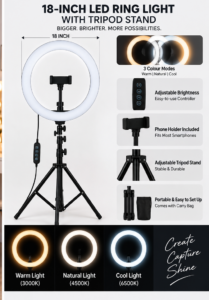 18-Inch LED Ring Light with Tripod