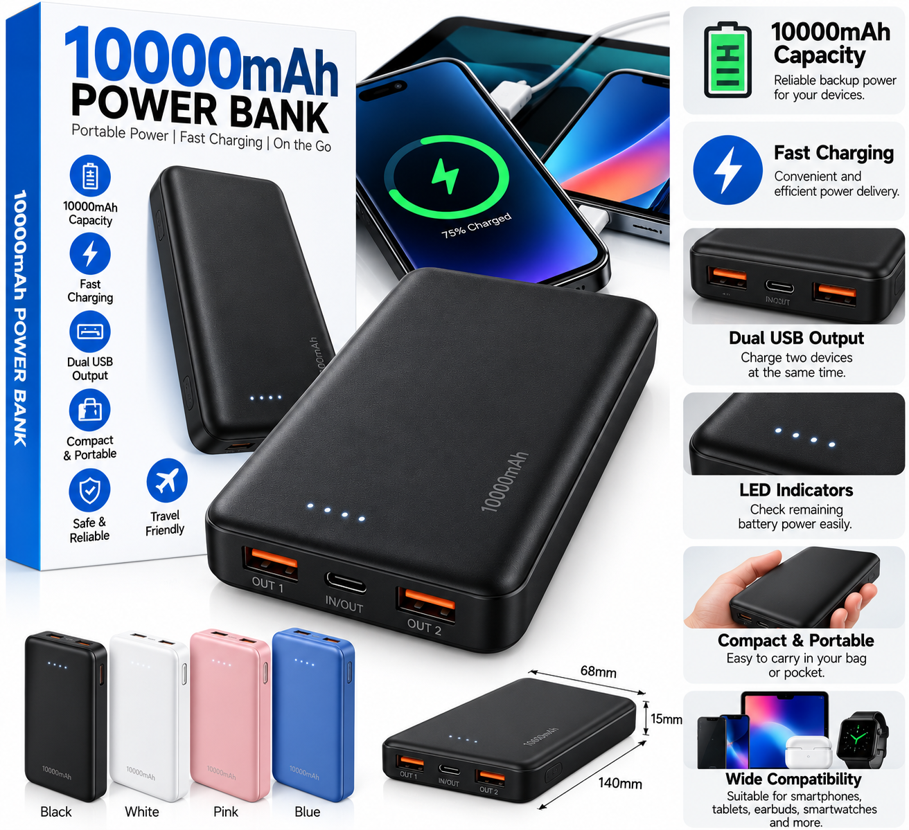 Normal 10000mAh Power Bank Normal 10000mAh Power Bank