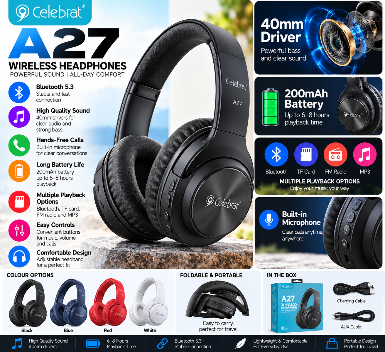 Celebrat A27 Wireless Headphones Celebrat A27 Wireless Headphones
