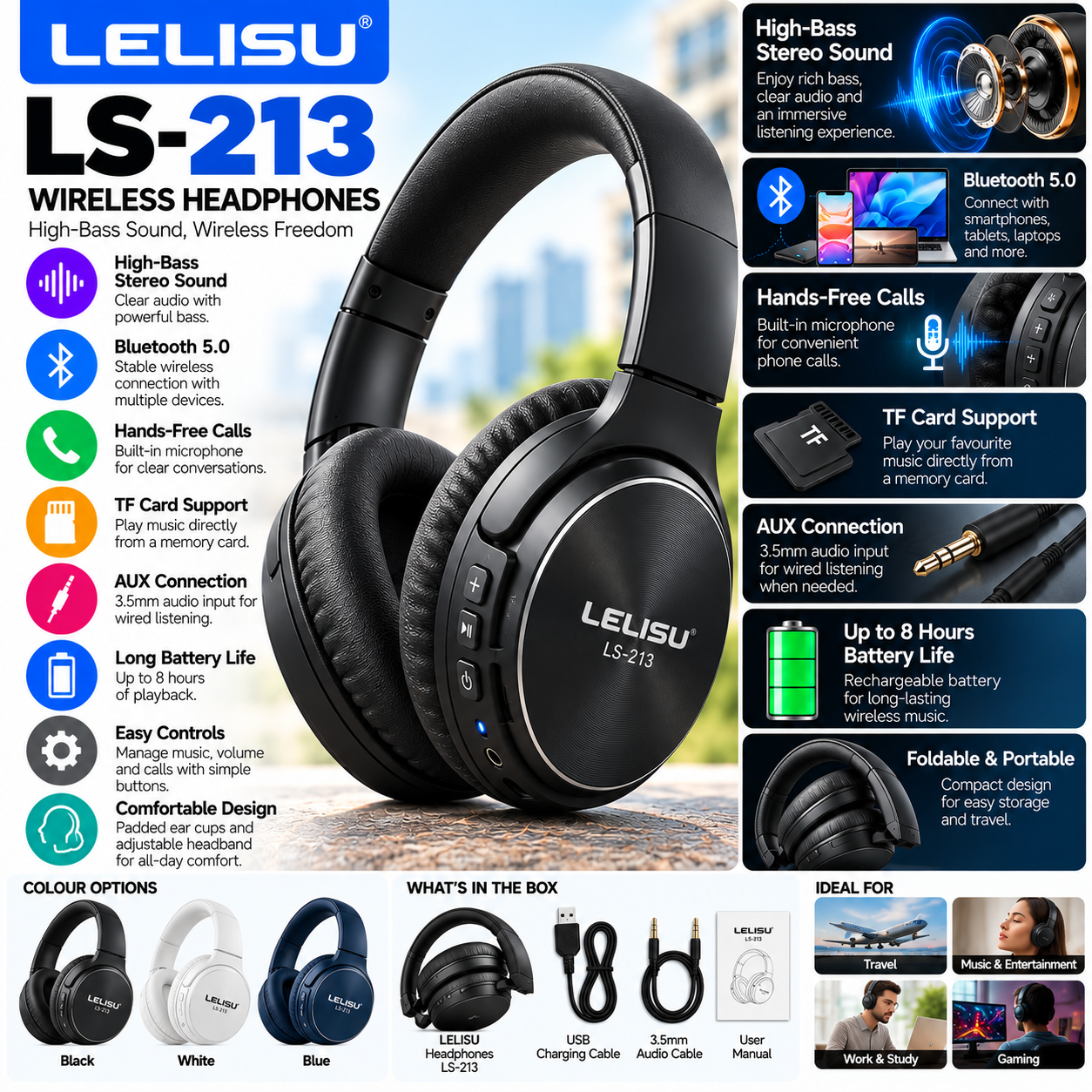 Lelisu LS 213 Wireless Headphones Lelisu LS 213 Wireless Headphones