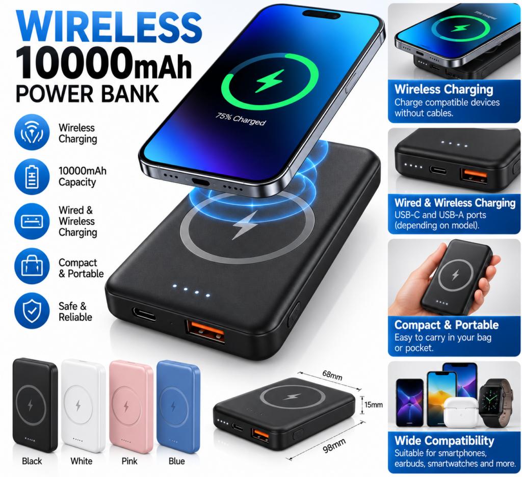 Wireless 10000mAh Power Bank