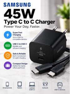 Samsung 45W Type C to C Charger: Fast and Convenient Charging for Compatible Devices